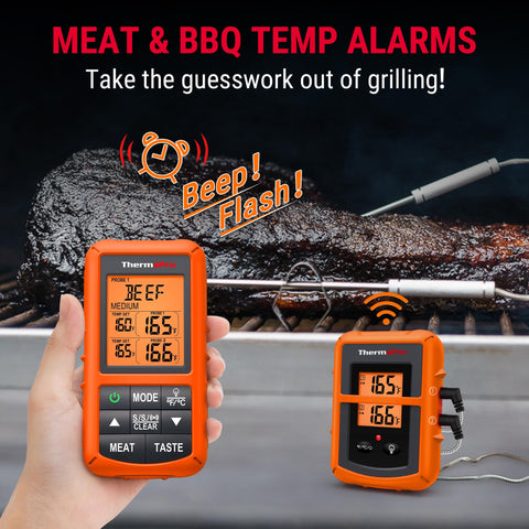 ThermoPro TP20 USDA settings guide doneness across meat varieties.