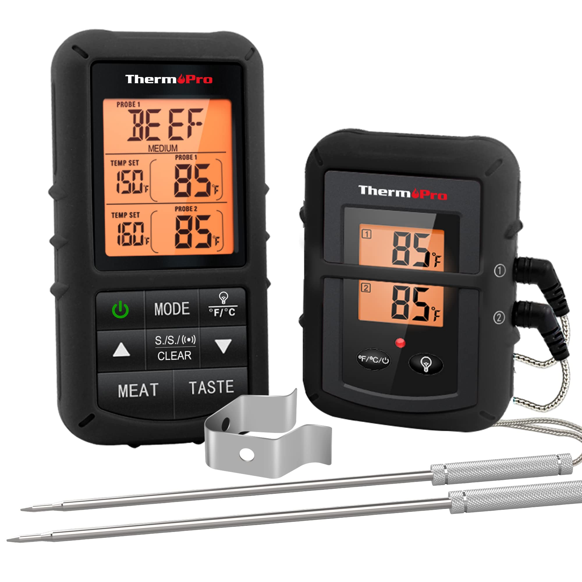 ThermoPro TP20B dual-probes with remote display for precise grill temp monitoring while entertaining.
