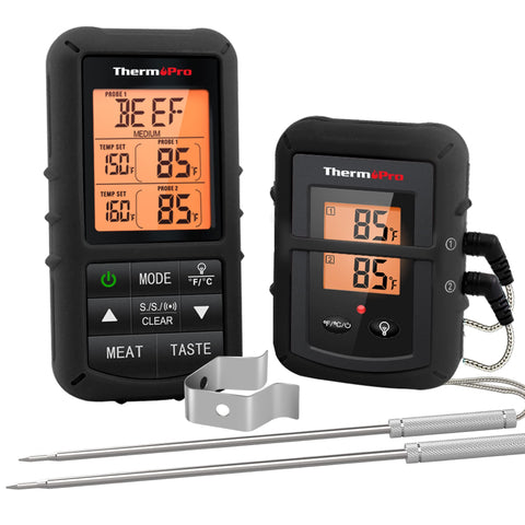 ThermoPro TP20B dual-probes with remote display for precise grill temp monitoring while entertaining.