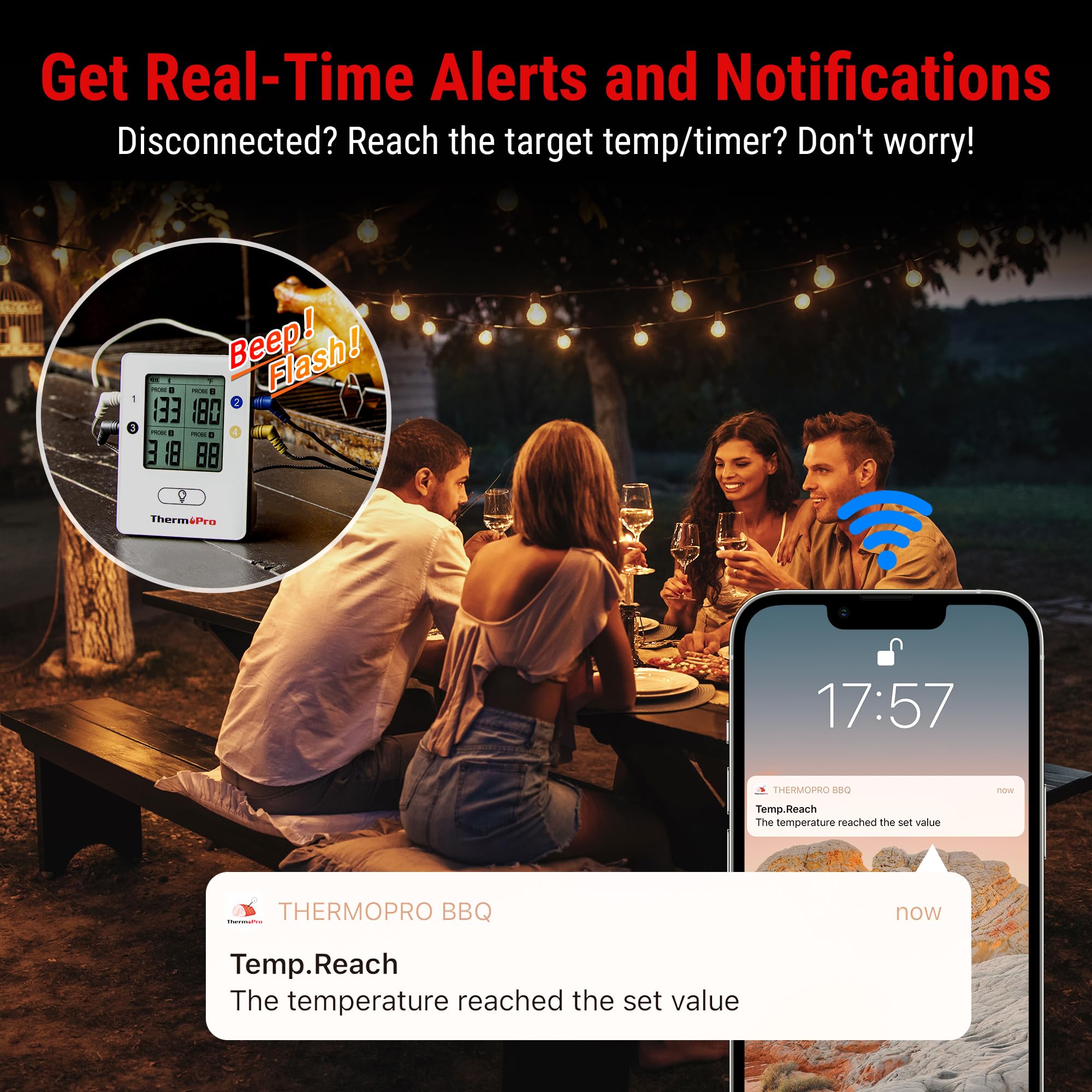 ThermoPro TP25 timers and alarms help manage multiple dishes during meals.