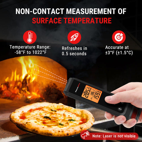 ThermoPro TP420 12:1 distance-to-spot for safe, accurate surface measurements.