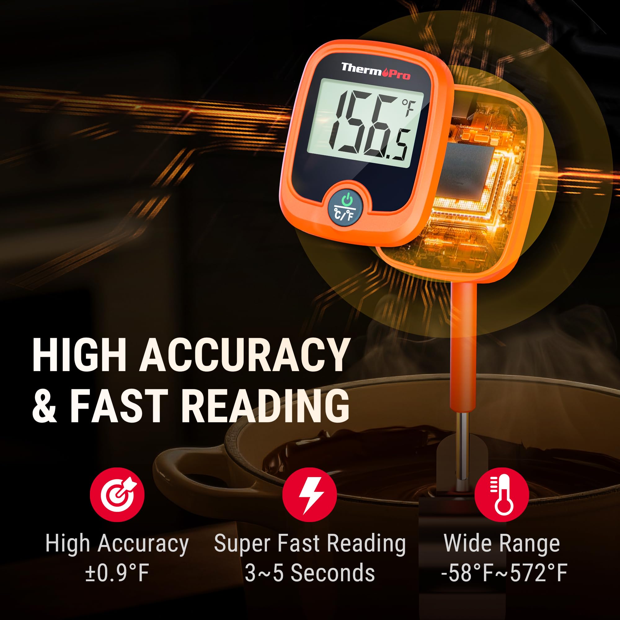 ThermoPro TP509 thermometer with rotating LCD for easy readings