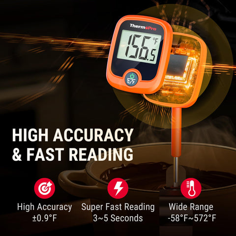ThermoPro TP509 thermometer with rotating LCD for easy readings