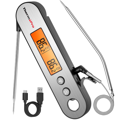 ThermoPro TP610 dual-display thermometer monitors two foods at once for precise timing
