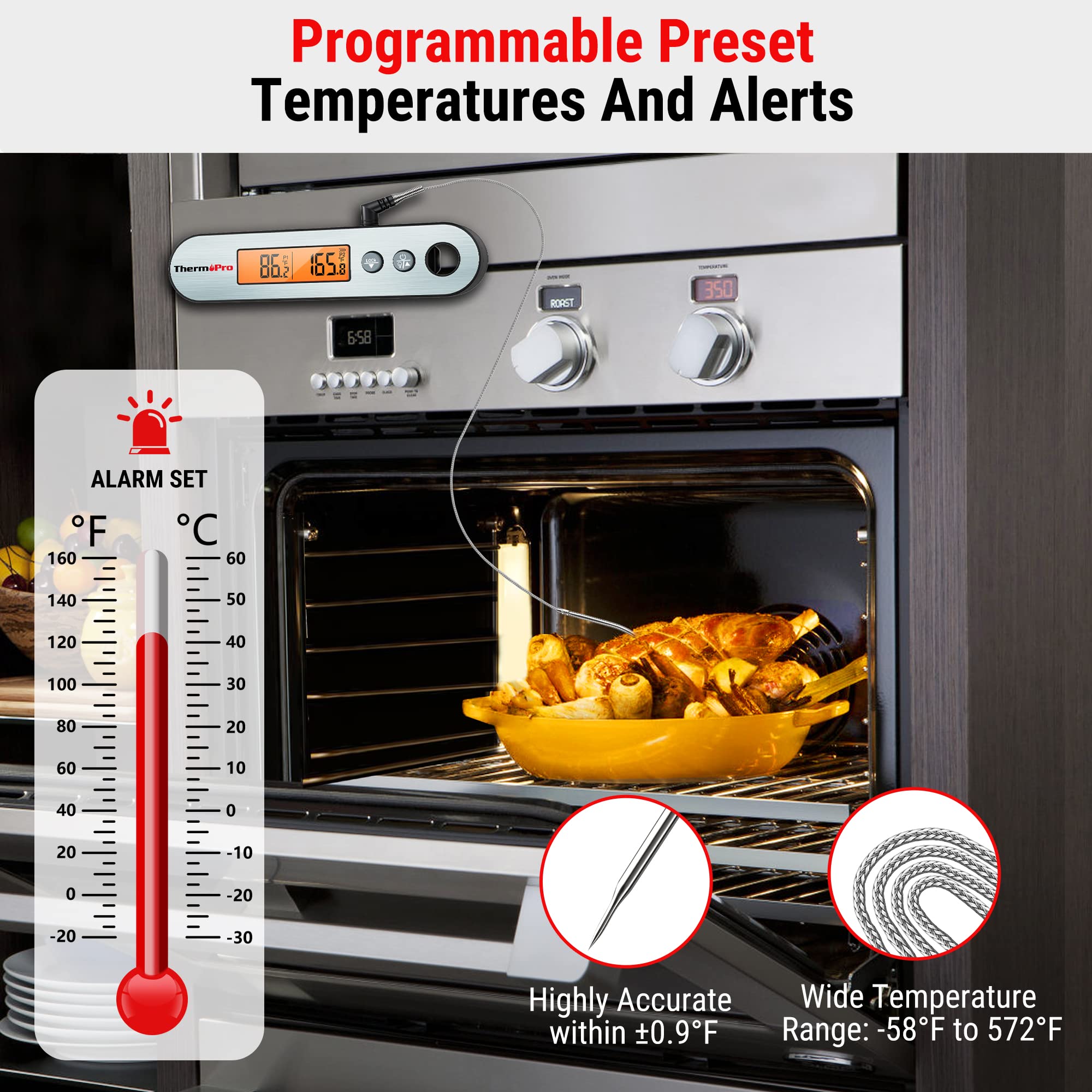 ThermoPro TP610 rotating LCD for easy viewing from any angle during cooking