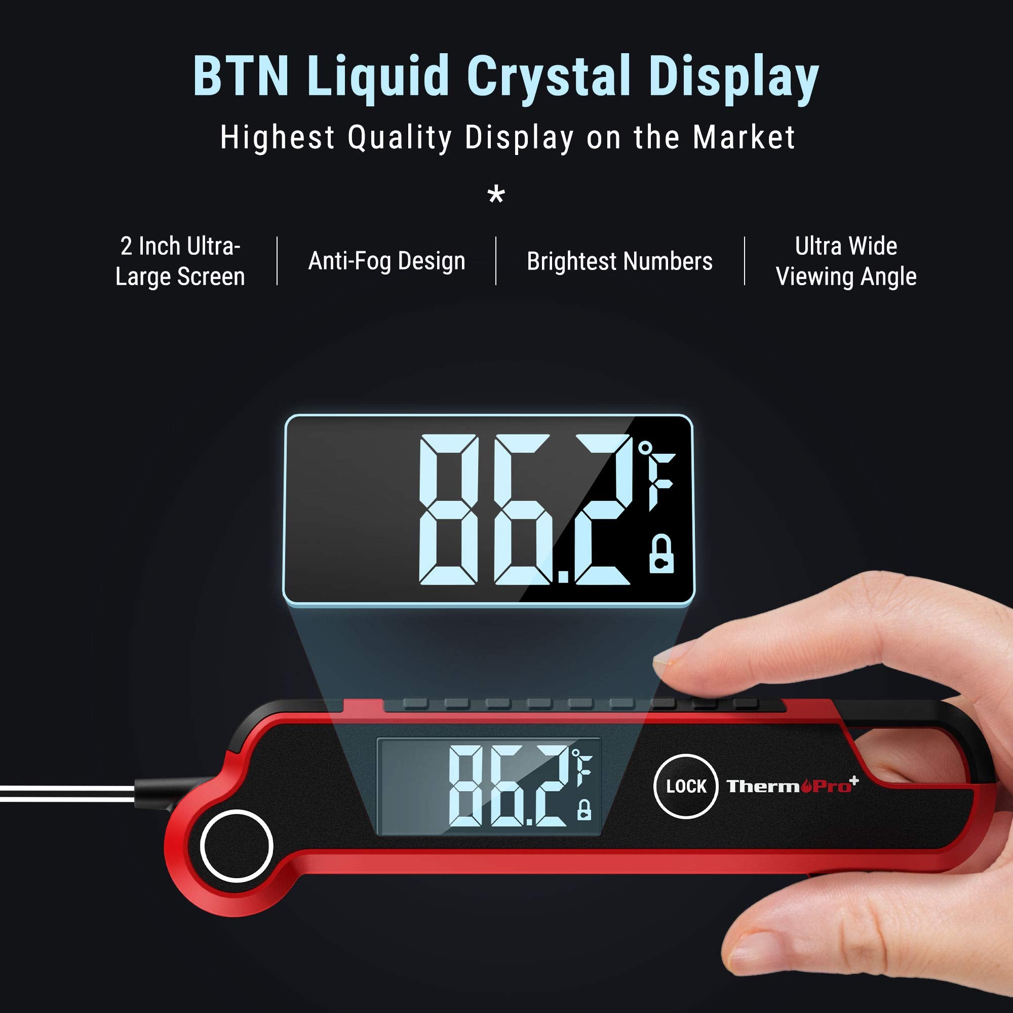 ThermoPro TP620 rotating display for ambidextrous use in any kitchen.
