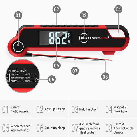 ThermoPro TP620 temperature lock and calibration maintain accuracy.
