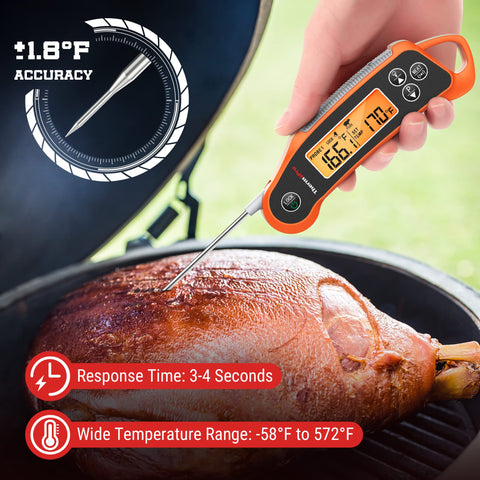 ThermoPro TP710 backlit dual display shows preset and real-time temperatures.