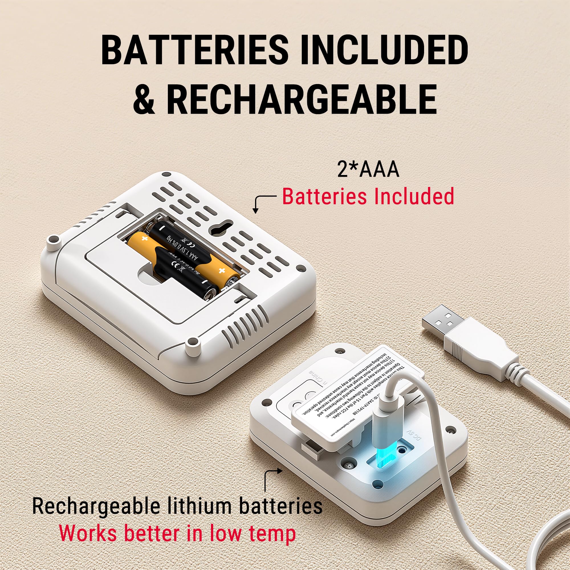 ThermoPro transmitter recharge cable included for ongoing use.