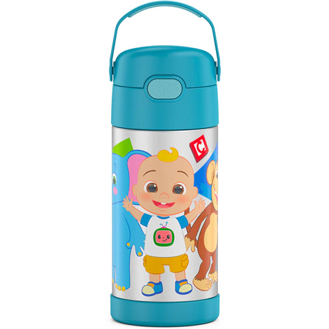 THERMOS FUNtainer 12oz bottle with straw keeps drinks cold for hours.