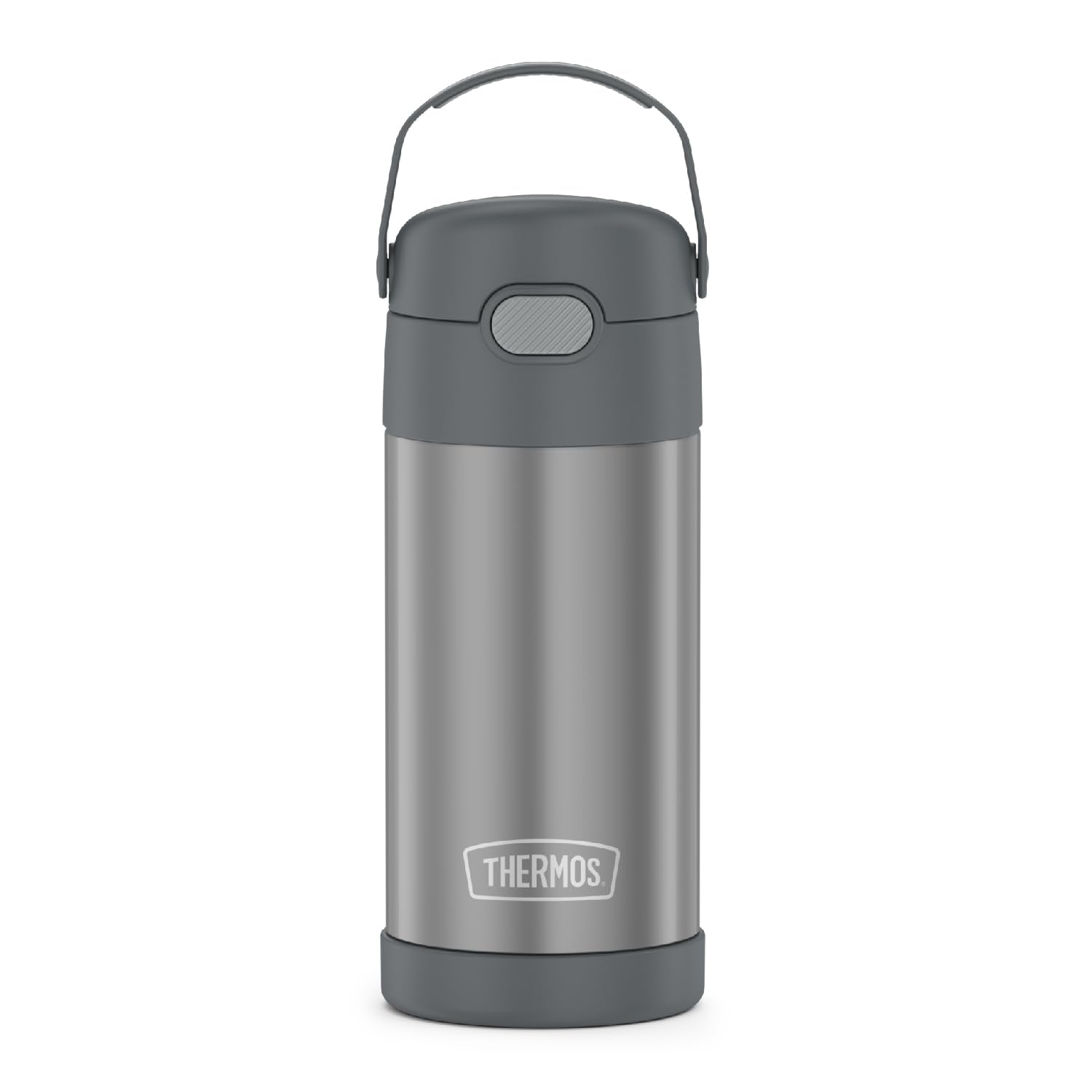 THERMOS FUNtainer 12oz straw bottle keeps drinks cold for hours.
