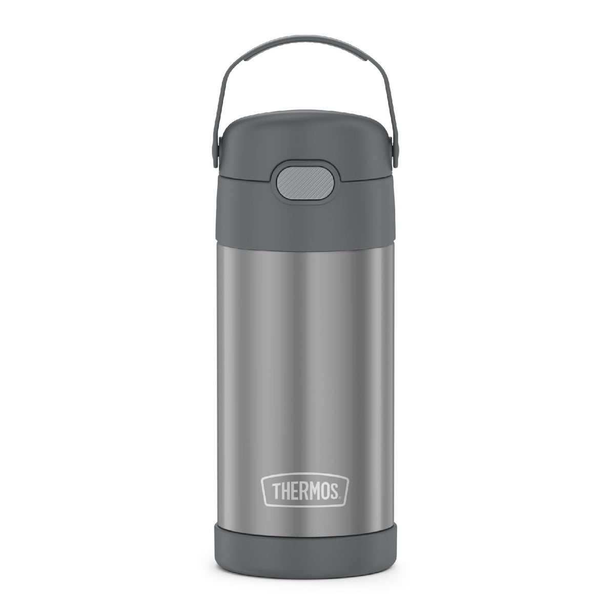 THERMOS FUNtainer 12oz straw bottle keeps drinks cold for hours.