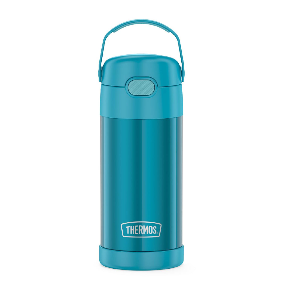 Thermos FUNtainer 12oz teal bottle with straw keeps drinks cold on the go