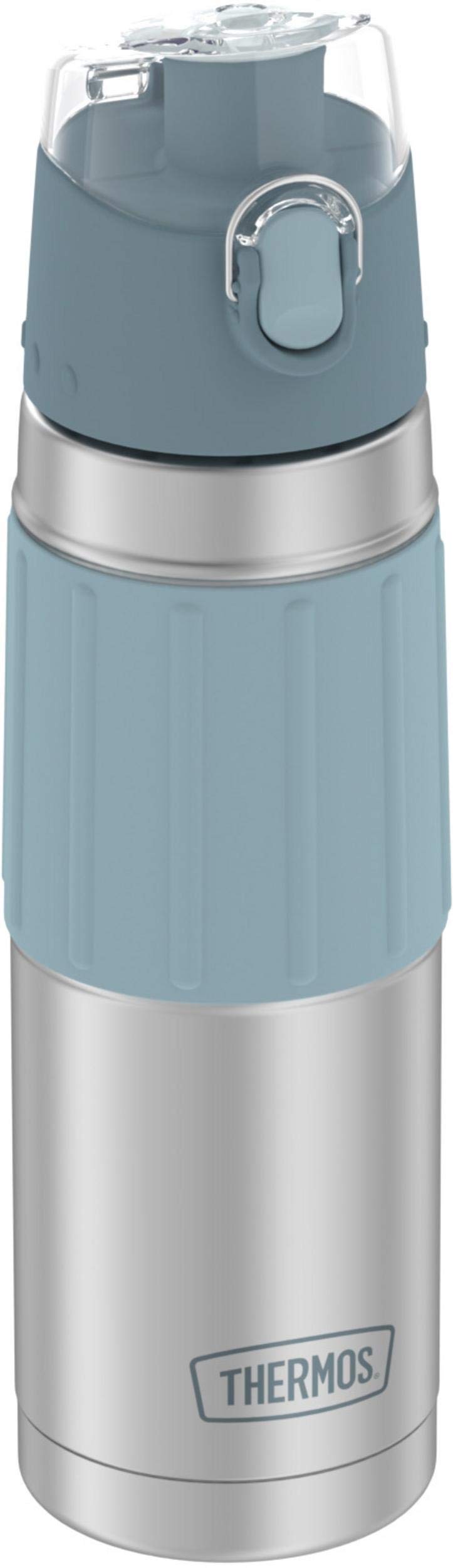 Thermos hydration bottle 18oz gray with easy to grip silicone sleeve for comfortable handling