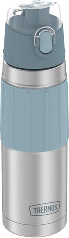 Thermos hydration bottle 18oz gray with easy to grip silicone sleeve for comfortable handling