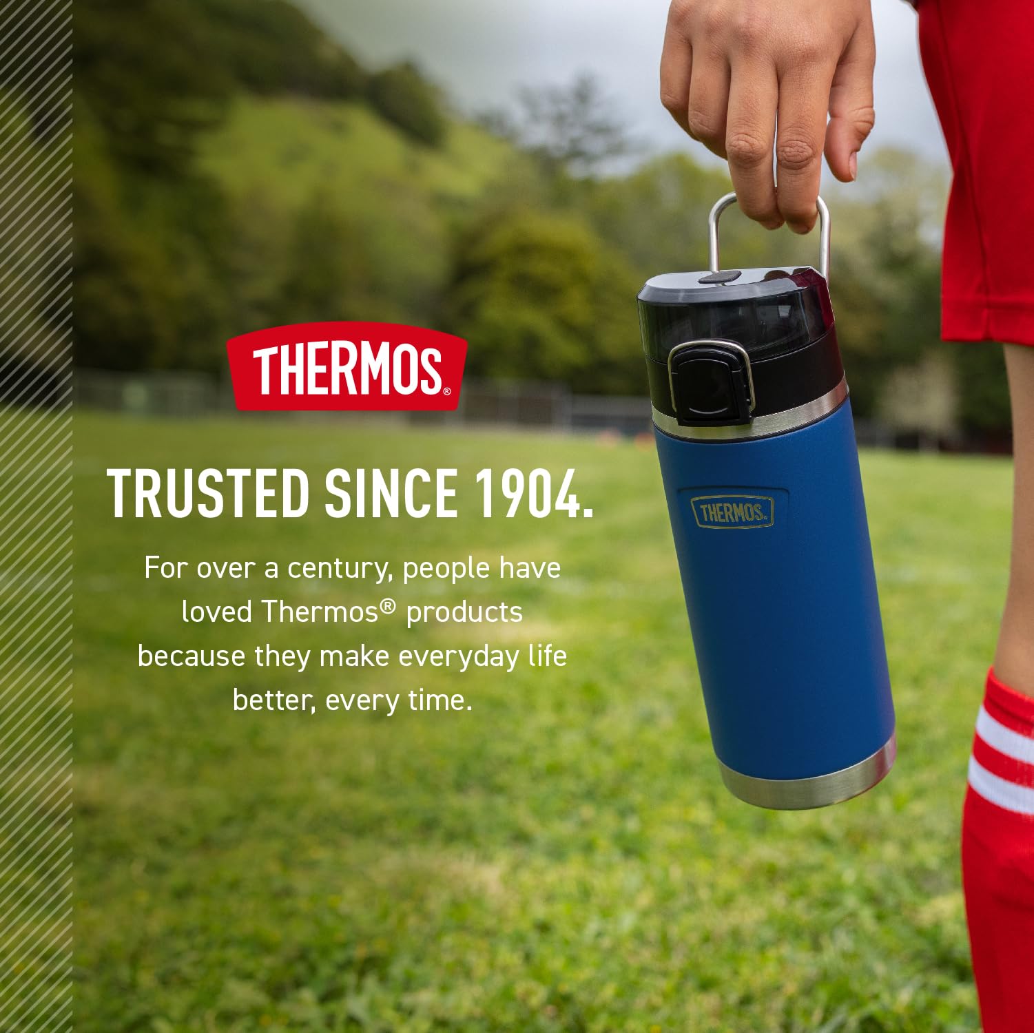 THERMOS ICON SERIES 18oz dark teal bottle ready for on-the-go use