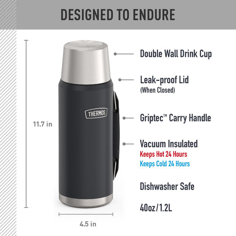THERMOS Icon Series granite close-up of DURA-TEMP stopper preserves temperature.