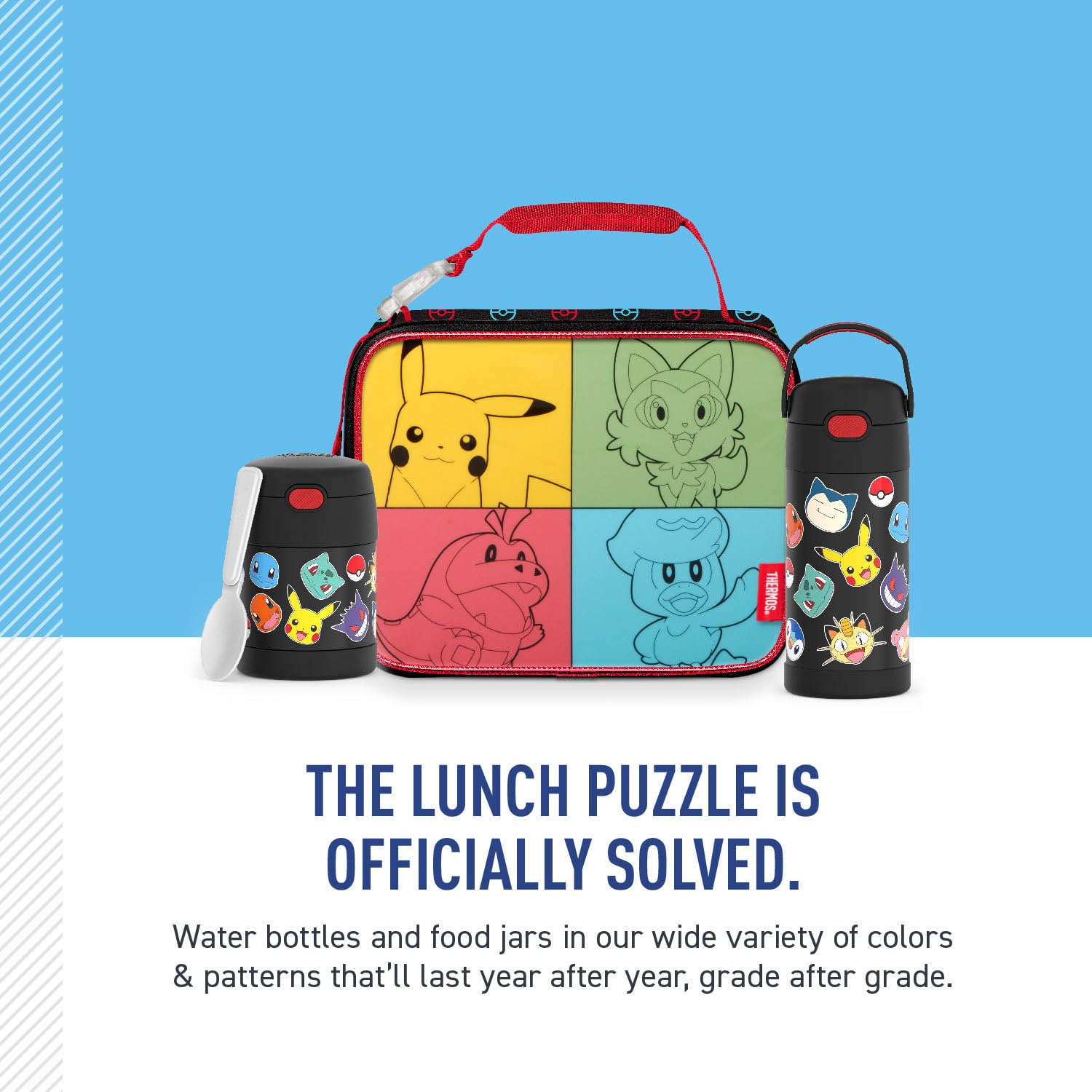 THERMOS Kids Soft Lunch Box Pokemon durability closeup emphasizes resilience for active days