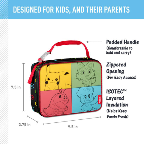 THERMOS Kids Soft Lunch Box Pokemon front angle shows trusted quality for school meals