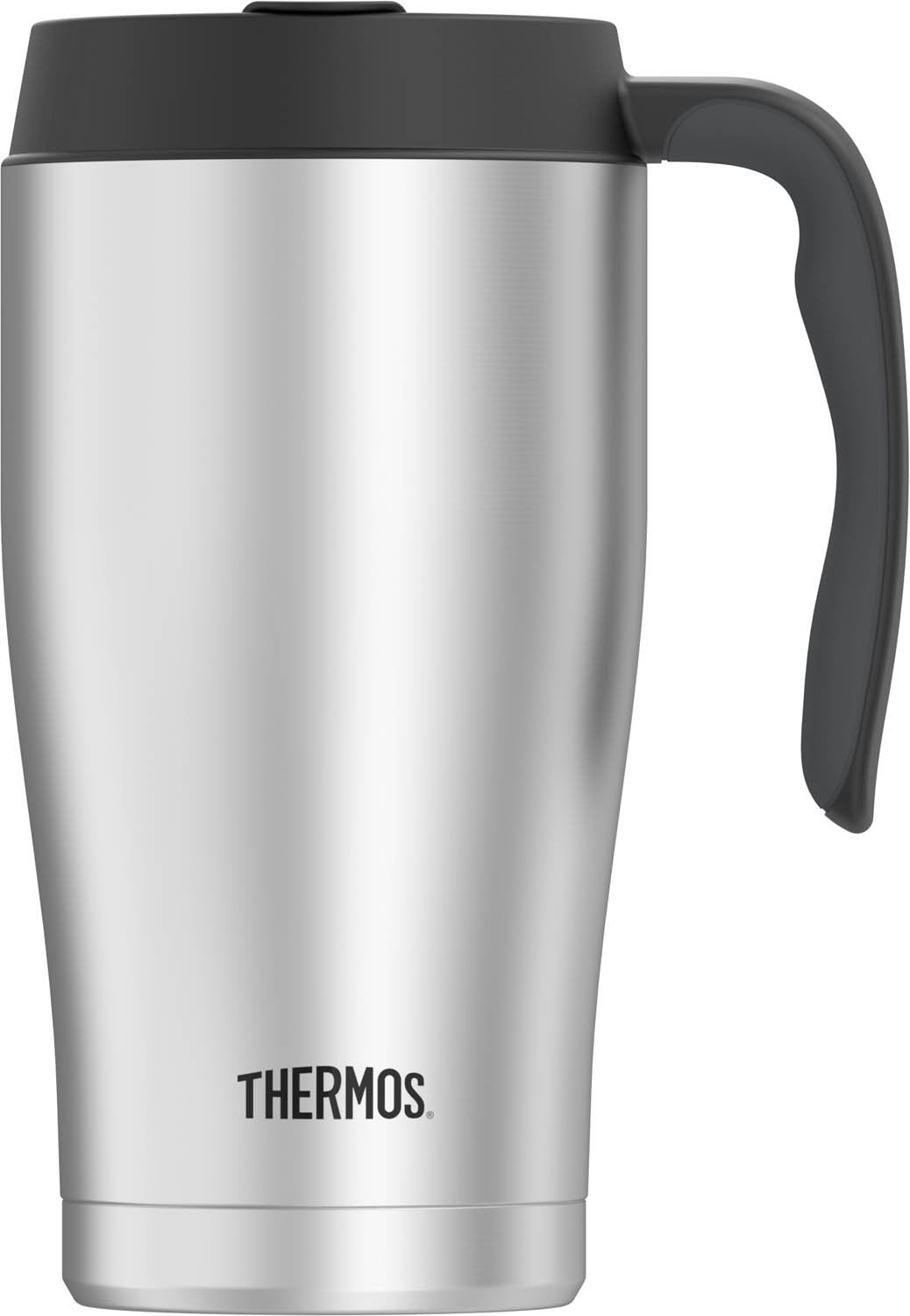 Thermos 22oz mug flip-up lid for easy use and cleaning.