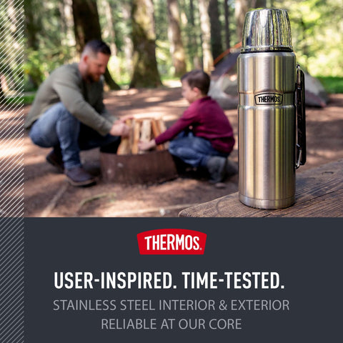 THERMOS Stainless King carry-handle design enables easy transport on hikes.