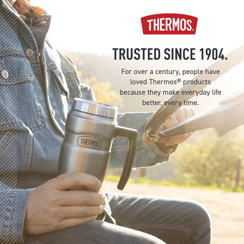Thermos Stainless King cupholder-friendly design fits most vehicles.