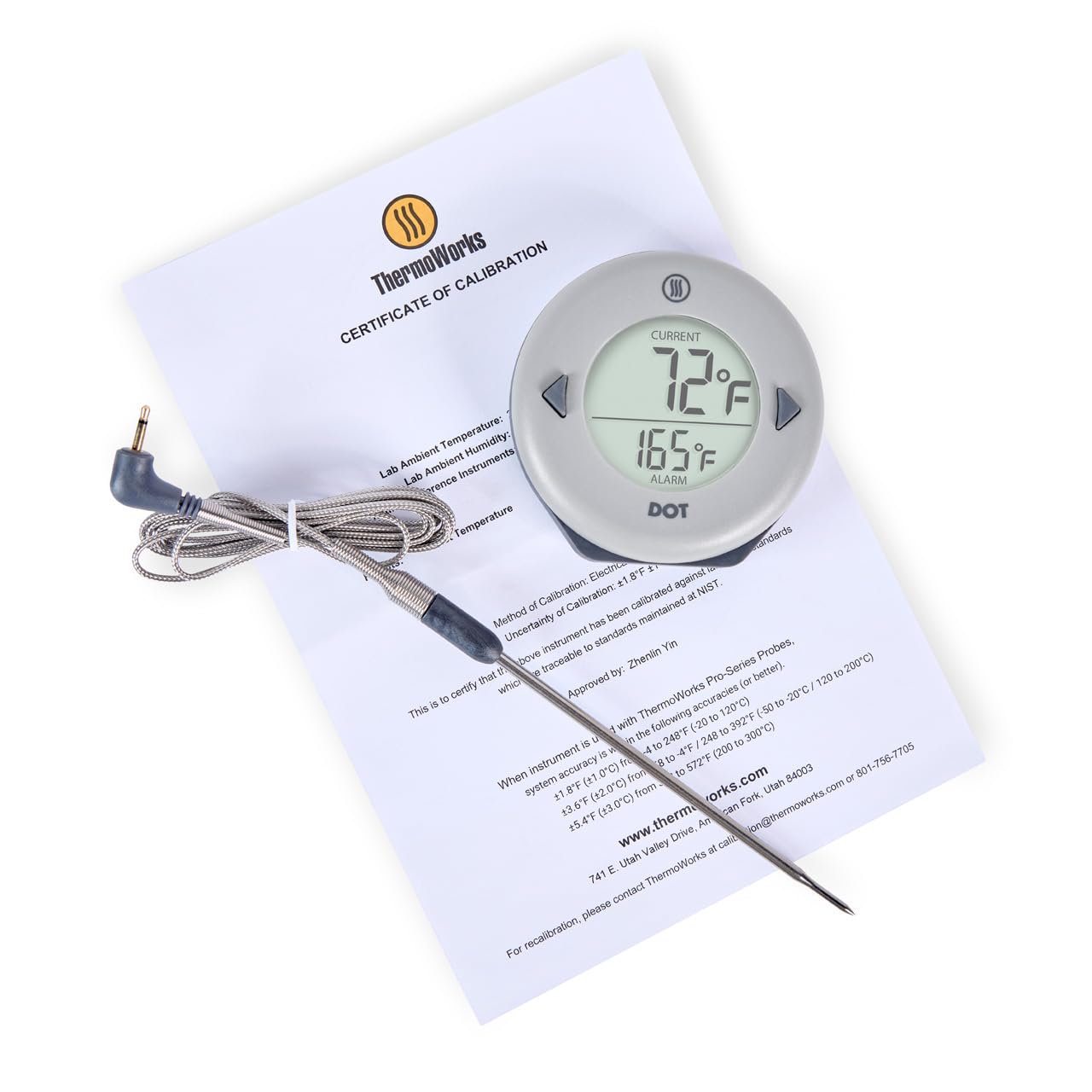 ThermoWorks DOT magnetic back keeps it handy on your oven door.