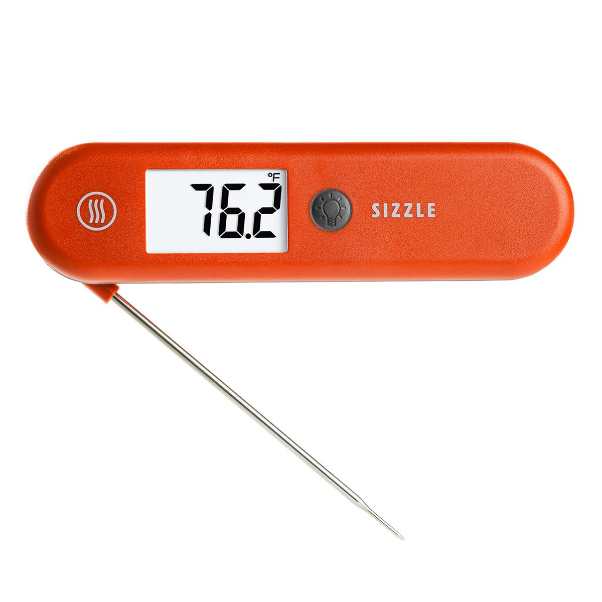 ThermoWorks SIZZLE instant-read display shows temperature quickly for precise cooking checks.