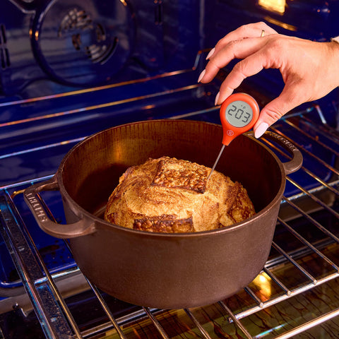 ThermoWorks ThermoPop 2 backlit, rotating display for easy readings from any angle.