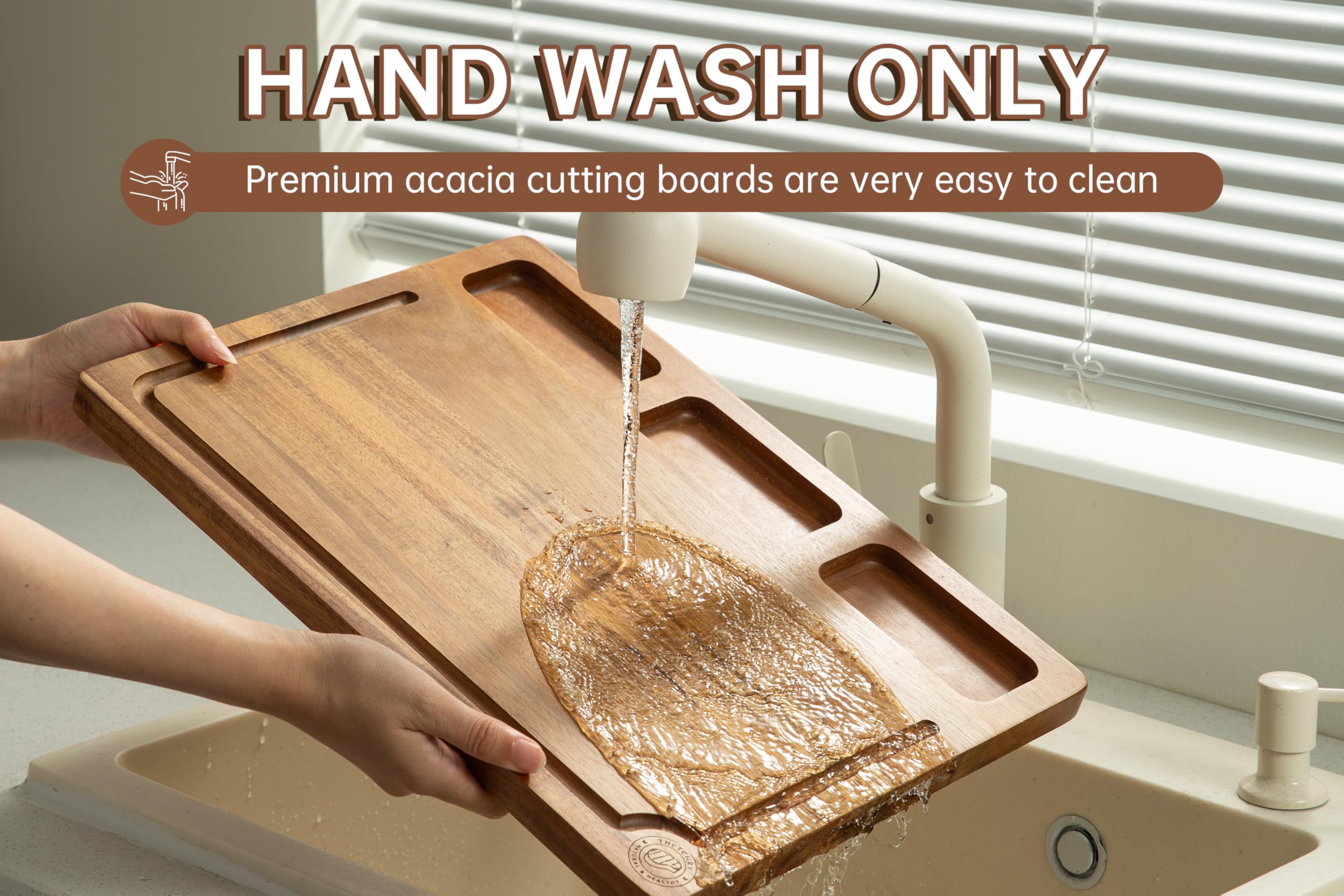 thetchry acacia cutting board stand and gift box for gifting