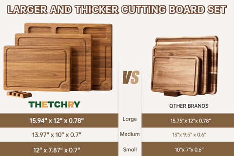 thetchry acacia large board for meat cutting, sturdy work surface
