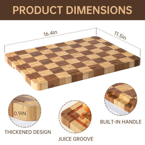 Thetchry board shows juice groove to catch liquids during prep