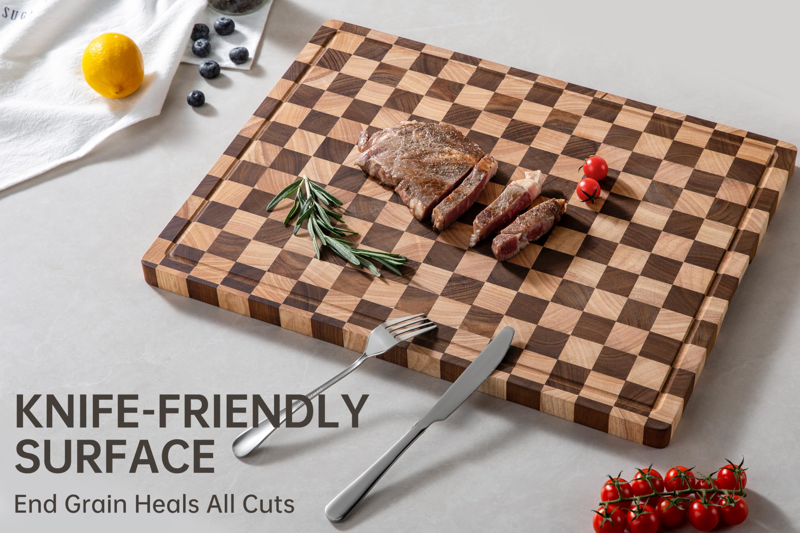 thetchry double-sided board with serving surface for cheese and charcuterie
