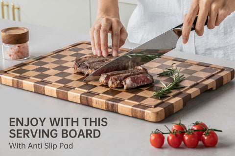 Thetchry double-sided cutting board for prep and serving