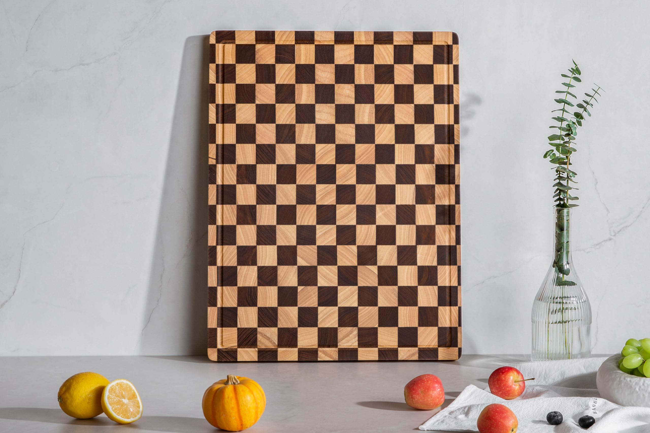 thetchry large 20x15 inch board on a busy kitchen counter