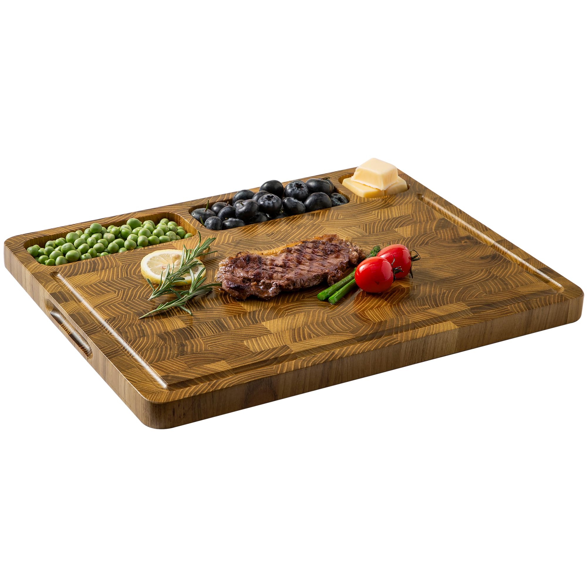 thetchry teak cutting board end grain provides durable, knife-friendly prep surface