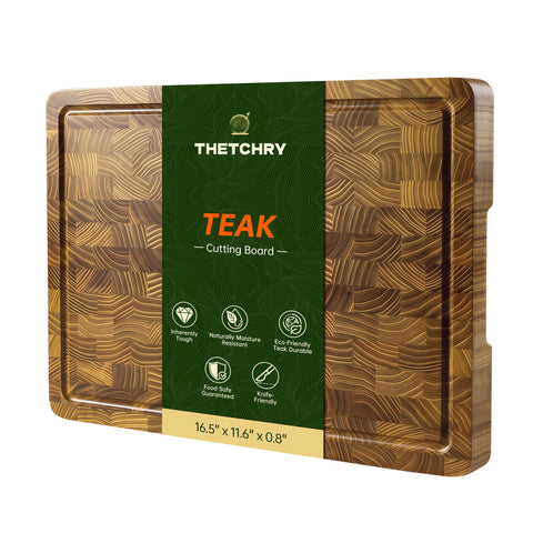 thetchry teak end grain cutting board ideal for daily prep