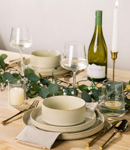 TheTerra oven-safe porcelain dinnerware ready for cooking and reheating