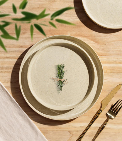 TheTerra ceramic salad plate with speckled glaze for everyday meals