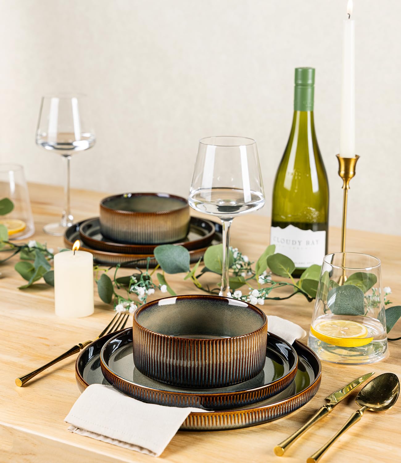 TheTerra stackable design saves cabinet space without sacrificing style.