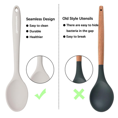 Thimmamma heat-resistant silicone spoons handle high temperatures safely.