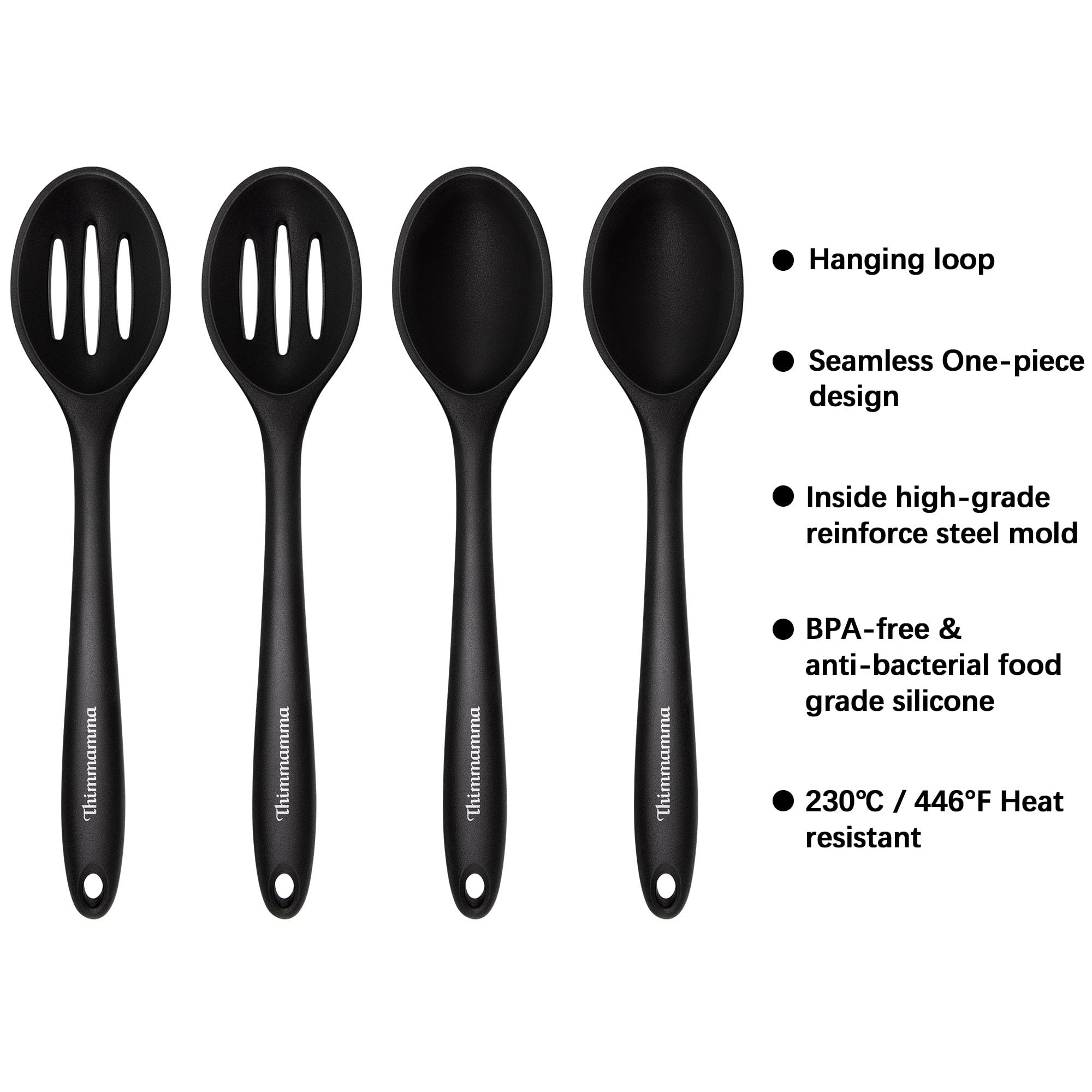 Thimmamma silicone cooking spoon solid for scooping sauces and batters safely.