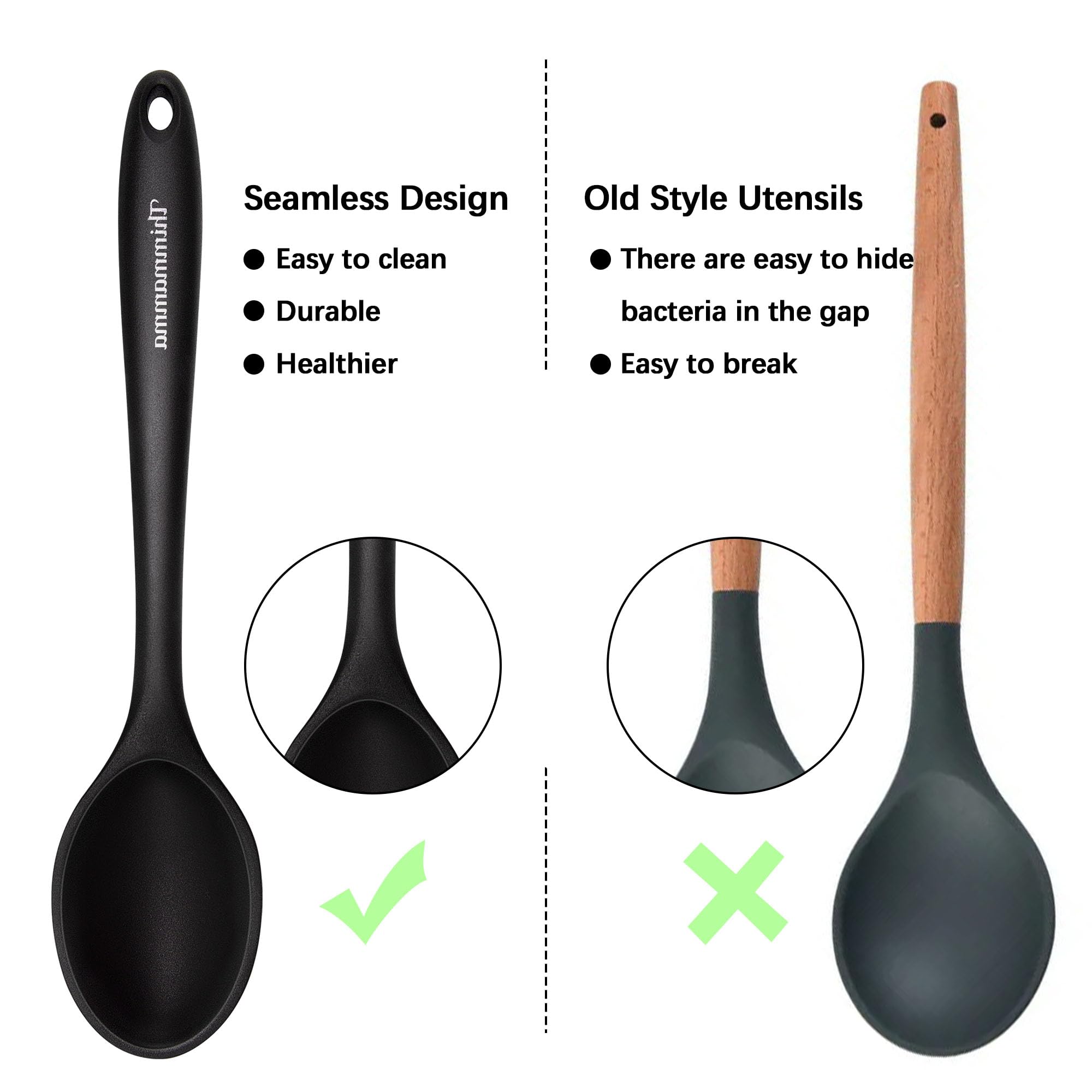 Thimmamma silicone spoon dishwasher-safe for easy cleanup after meals.