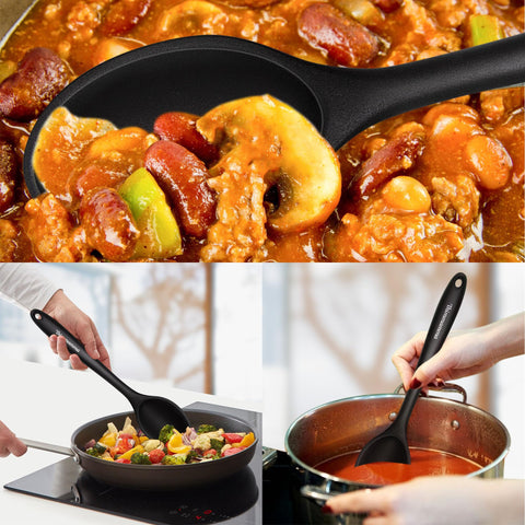 Thimmamma silicone spoon nonstick-friendly design prevents scratching during cooking.