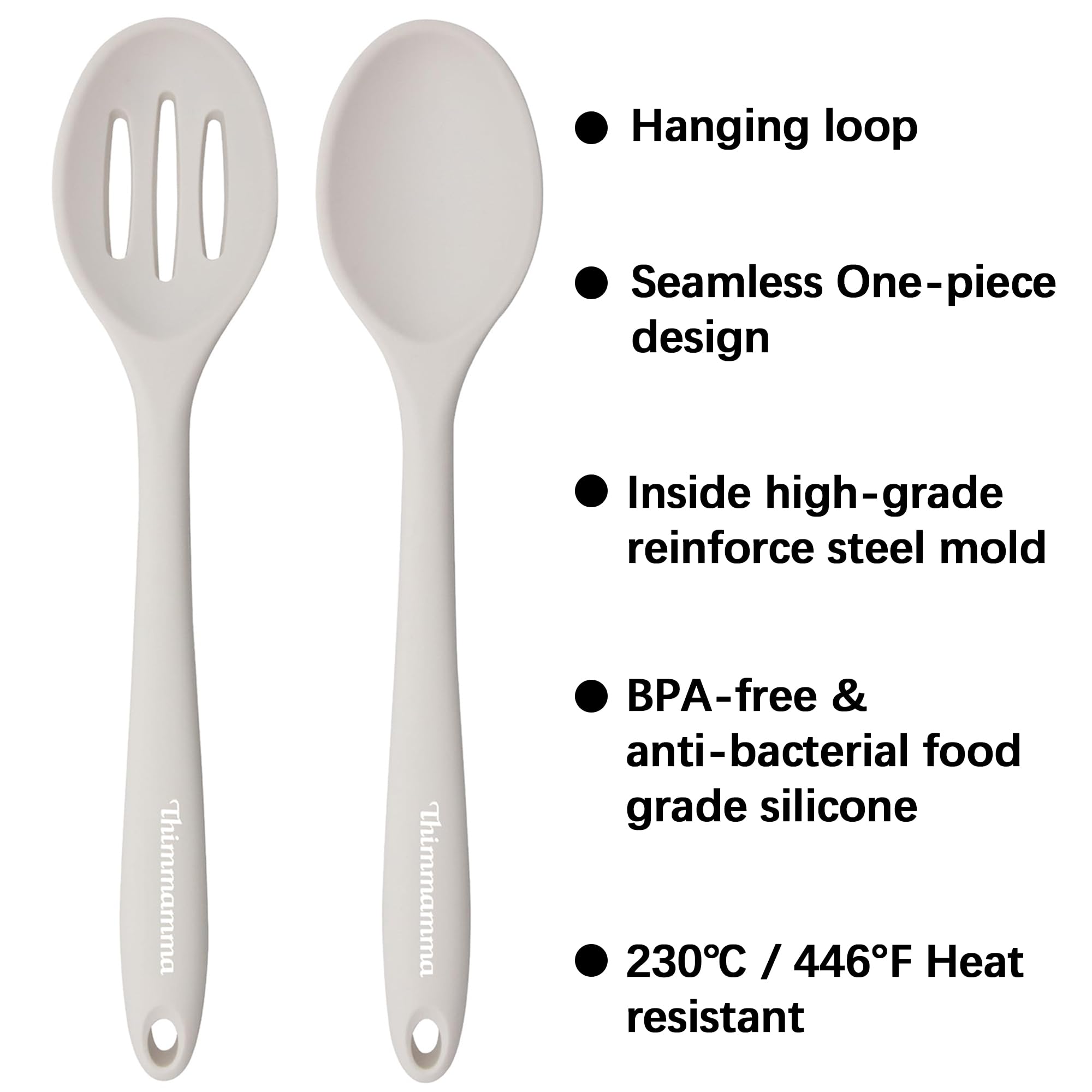 Thimmamma solid silicone spoon ideal for stirring and serving.