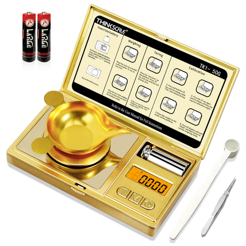 THINKSCALE digital milligram scale shows 0.001 g precision for tiny items
