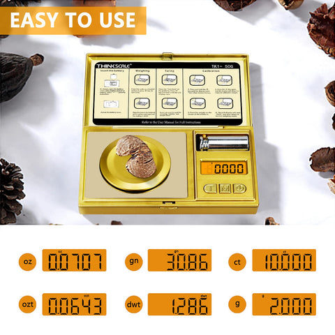 THINKSCALE includes 50 g calibration weight for quick self-calibration