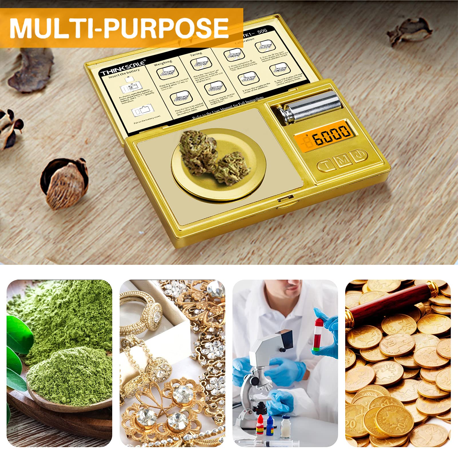 THINKSCALE tare function isolates item weight for net accuracy