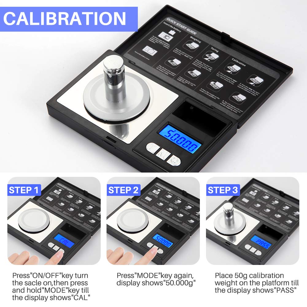 THINKSCALE included 50 g weight for quick calibration.