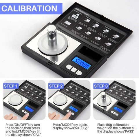 THINKSCALE included 50 g weight for quick calibration.